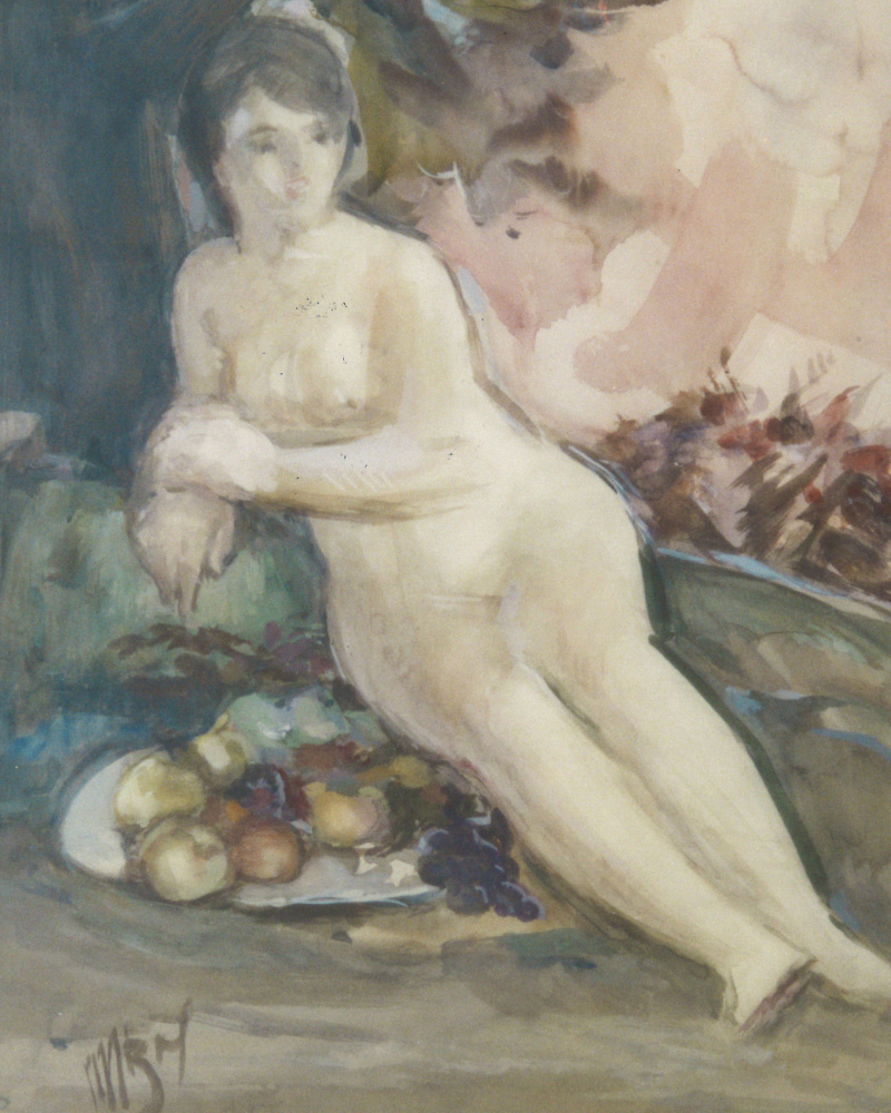 Mujer desnuda con bodegón - Pedro Mozos